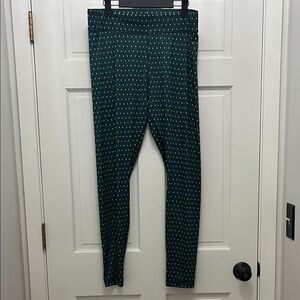 Lands' End Dark Emerald Green w/ Arrows Pattern Leggings - Size Large